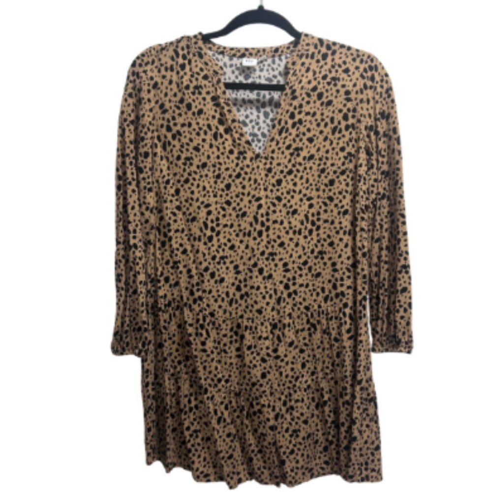 GAP Leopard Print Tiered Swing Dress Women’s Size S Long Sleeve
